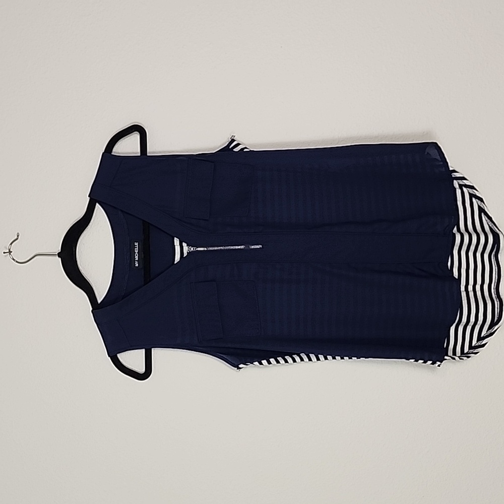My Michelle Sleeveless Top in Navy and White